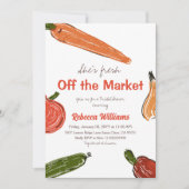 手で市場から新たに引き出されたブライダルシャワー 招待状 (正面)