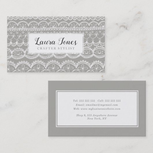 手で引いたレースのクレフターブロガーの宣伝 予約カード (正面/裏面)