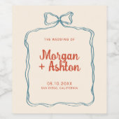 手で引いた弓のフレ結婚ーム ワインラベル (シングルラベル)