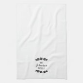 手で引いた花パーソナライズされた キッチンタオル (縦)