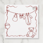 手で引いた赤ちゃん服の赤ちゃんシャワーをポップ・アートの浴びる フェイバータグ (裏面)