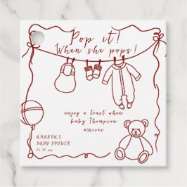 手で引いた赤ちゃん服の赤ちゃんシャワーをポップ・アートの浴びる フェイバータグ