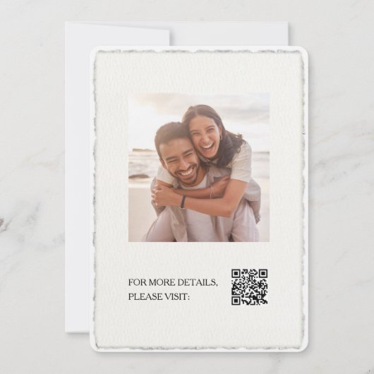 手で引フェイクき裂いたスクリプモダントのエッジ招待状 招待状 (裏面)