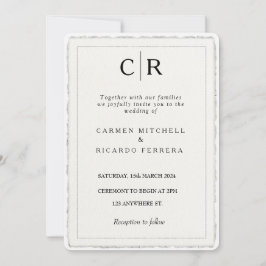 手で引フェイクき裂いたスクリプモダントのエッジ招待状 招待状