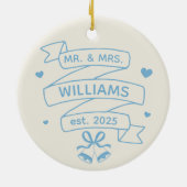 手で我々の初めてのクリスマス結婚のオーナメント セラミックオーナメント (裏面)