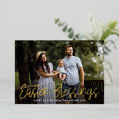 手で手紙を書いたイースター恵み写真 箔シーズンカード (立ち正面)