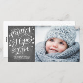 手で手紙を書いた信仰を希望する宗教的なクリスマス シーズンカード (正面/裏面)