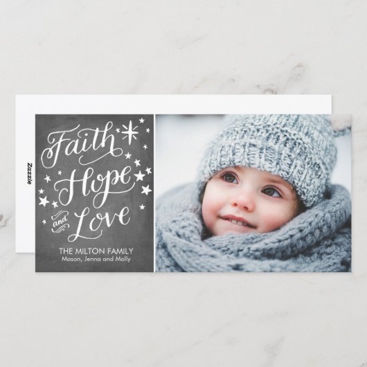 手で手紙を書いた信仰を希望する宗教的なクリスマス シーズンカード (正面/裏面)