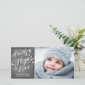 手で手紙を書いた信仰を希望する宗教的なクリスマス シーズンカード (スタンド正面)