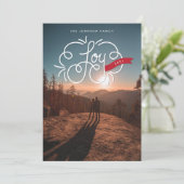 手で手紙を書いた喜び濃い赤いリボンの休日の写真 シーズンカード (スタンド正面)