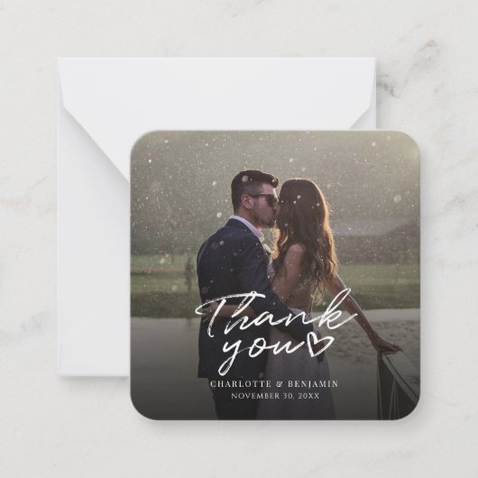 手で手紙を書いた結婚式の日の写真ありがとう ノートカード (正面)