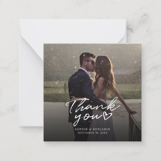 手で手紙を書いた結婚式の日の写真ありがとう ノートカード (正面)