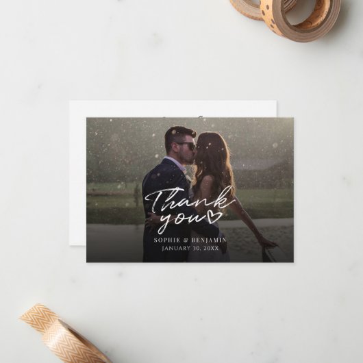 手で手紙を書いた結婚式の日の写真ありがとう ノートカード (正面/裏面インサイチュ)