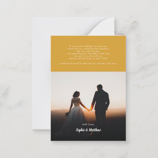 手で手紙を書いた結婚式の日の写真サンキューカード ノートカード (裏面)