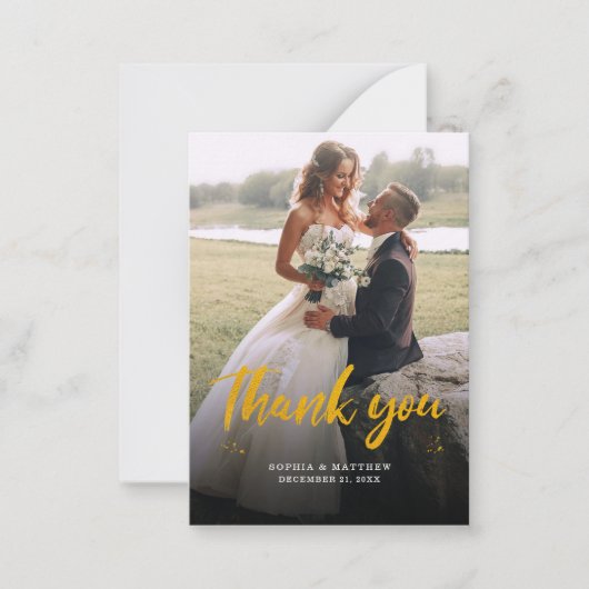 手で手紙を書いた結婚式の日の写真サンキューカード ノートカード (正面)