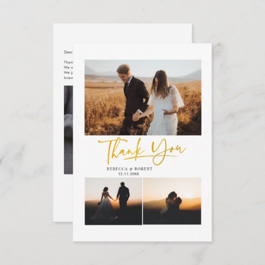 手で手紙を書いた結婚式の日写真ありがとう (正面/裏面)