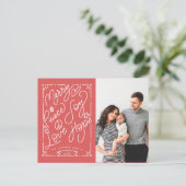 手で手紙を書メリーいた平和の喜び愛の希望の赤い写真 ポストカード (スタンド正面)