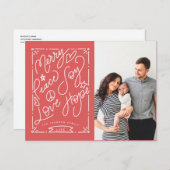 手で手紙を書メリーいた平和の喜び愛の希望の赤い写真 ポストカード (正面/裏面)