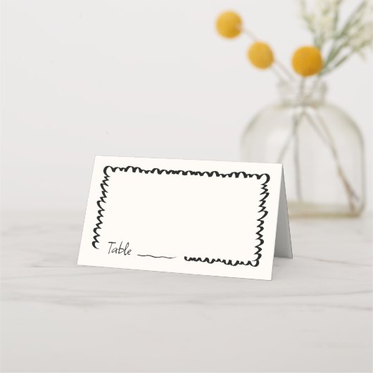 手で描いたお洒落波状のエッジ結婚のテーブル プレイスカード (裏面)