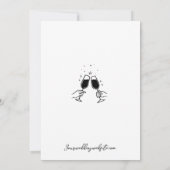 手で描いたお洒落湾曲した黒と白結婚の 招待状 (裏面)