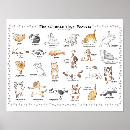 手で描いたかわいいよぎ猫のポスター ポスター (正面)