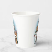 手で描いたかわいいクリスマス猫 紙コップ (左)