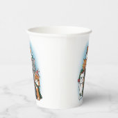 手で描いたかわいいクリスマス猫 紙コップ (右)