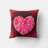 手で描いたかわいいピンクのハートをテクスチャーに描グランジく クッション (裏面)