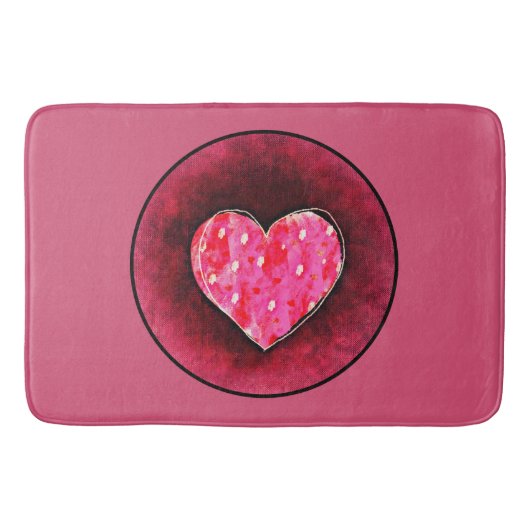 手で描いたかわいいピンクのハートをテクスチャーに描グランジく バスマット (正面)