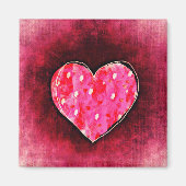 手で描いたかわいいピンクのハートをテクスチャーに描グランジく マグネット (正面)