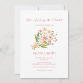 手で描いたかわいいマーケットのブライダルシャワー 招待状 (正面)