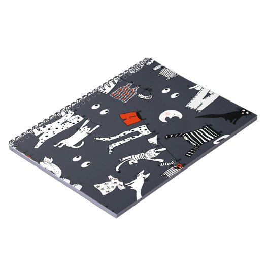 手で描いたかわいい漫画のシームレスなパターンのイラスト ノートブック (左側)