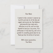 手で描いたかわいい白猫と花 サンキューカード (裏面)