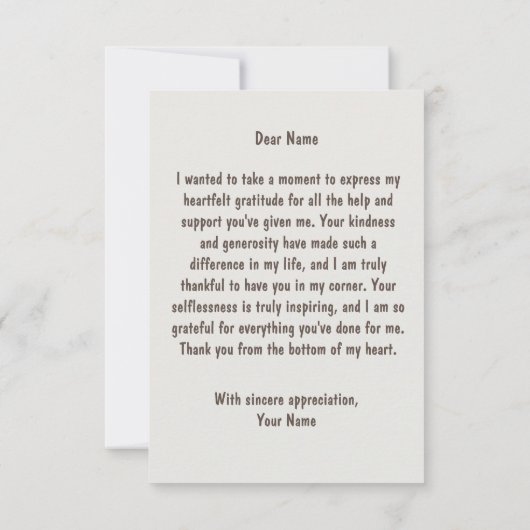 手で描いたかわいい白猫と花 サンキューカード (裏面)