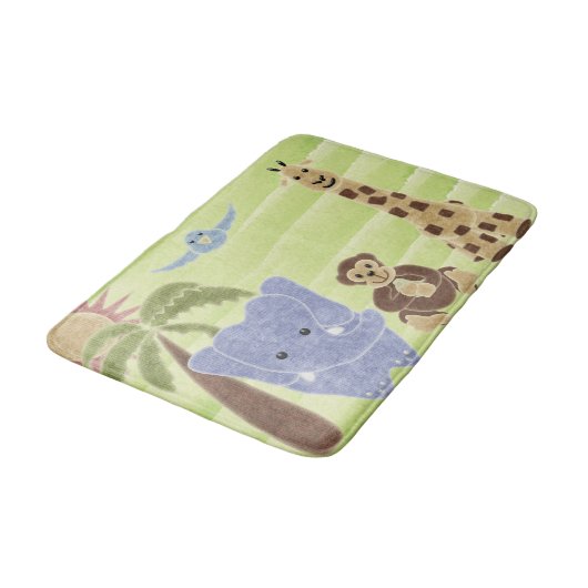 手で描いたかわいい色彩の鮮やかサファリの動物 バスマット (アングル)