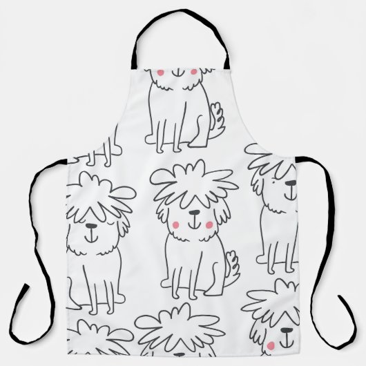 手で描いたふわふわの犬:ヴィンテージパターン。 エプロン (正面)