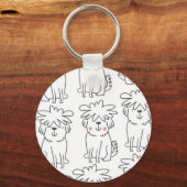 手で描いたふわふわの犬:ヴィンテージパターン。 キーホルダー (裏面)