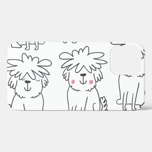 手で描いたふわふわの犬：ヴィンテージパターン。 Case-Mate iPhoneケース (裏面 (横))