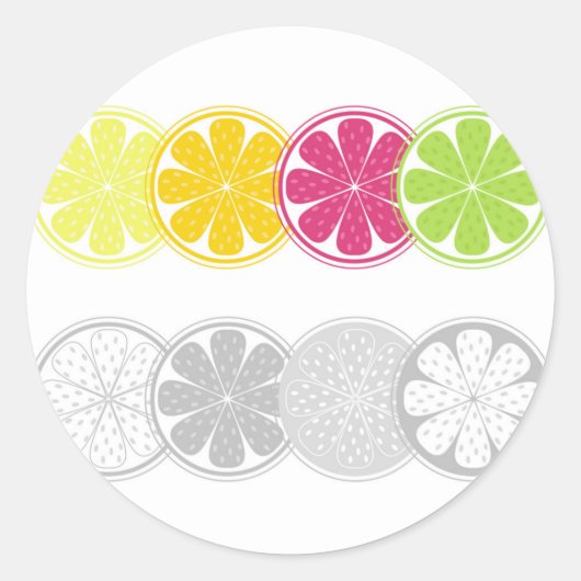 手で描いたエキゾチックなフルーツのシール ラウンドシール (正面)