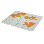 手で描いたカリフォルニアポピー5杯 カッティングボード (角)