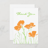 手で描いたカリフォルニアポピー5杯 サンキューカード (正面/裏面)