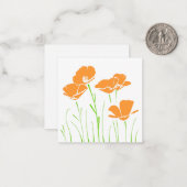 手で描いたカリフォルニアポピー5杯 ノートカード (正面/裏面インサイチュ)