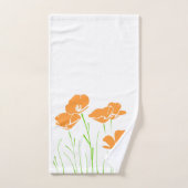 手で描いたカリフォルニアポピー5杯 バスタオルセット (ハンドタオル)