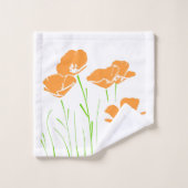 手で描いたカリフォルニアポピー5杯 バスタオルセット (ウォッシュタオル)