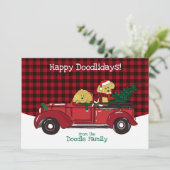 手で描いたゴルデンドルレッドクリスマストラック シーズンカード (スタンド正面)