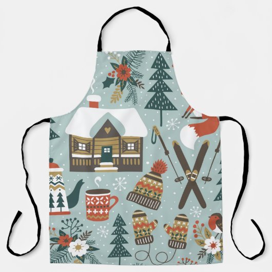 手で描いたシームレスなヴィンテージパターンかわいい前髪 エプロン (正面)