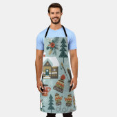 手で描いたシームレスなヴィンテージパターンかわいい前髪 エプロン (着用した状態)