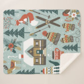 手で描いたシームレスなヴィンテージパターンかわいい前髪 シェルパブランケット (正面(横))