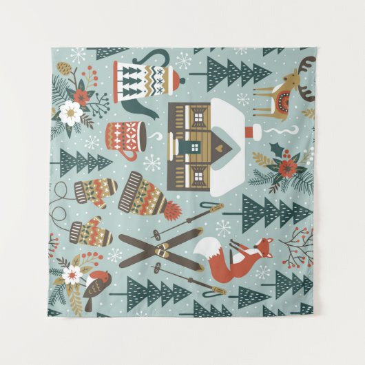 手で描いたシームレスなヴィンテージパターンかわいい前髪 タペストリー (正面(横))