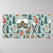 手で描いたシームレスなヴィンテージパターンかわいい前髪 ポスター (正面)